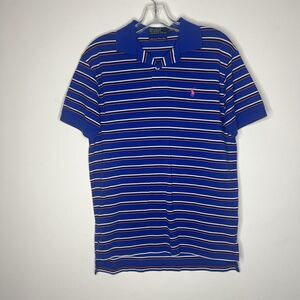 Vintage Polo Ralph Lauren Mens Small Mercerized Pima Mesh Polo Striped Pink Pony